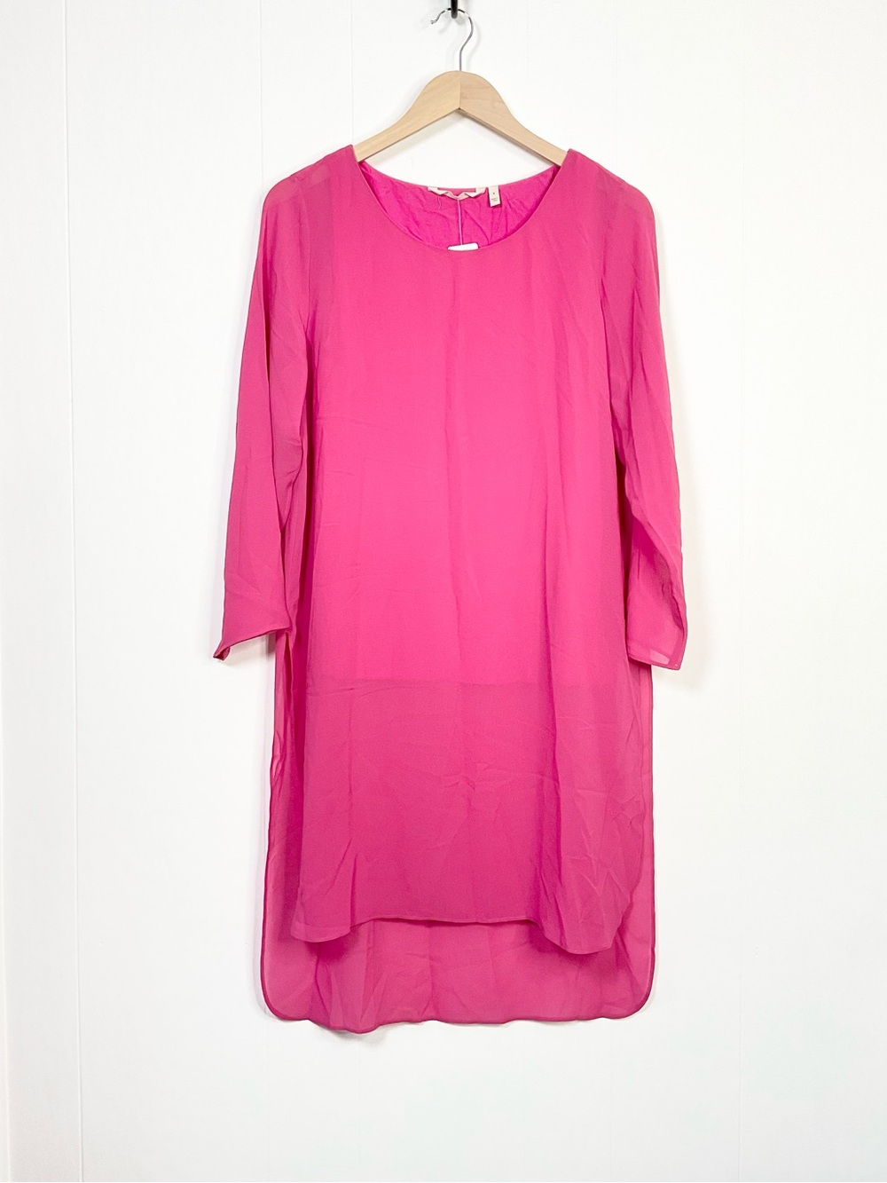 Soft Surroundings Pink Jennifer Magenta Blouse Small Long Sleeve Side Slits